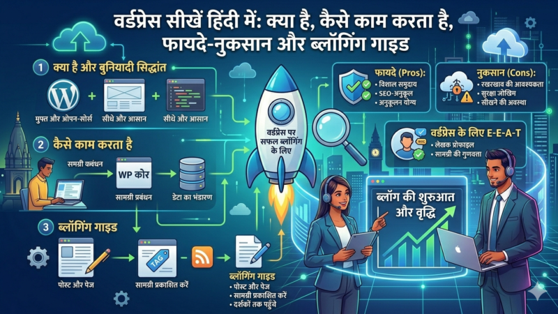 WordPress सीखें हिंदी में: क्या है, कैसे काम करता है, फायदे-नुकसान और ब्लॉगिंग गाइड